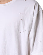Weißes Baumwoll-Rundhals-T-Shirt mit kurzen Ärmeln