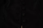 Solid Black Silk Sleeveless Waistcoat Vest Top