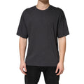 Dunkelgraues Baumwoll-Rundhals-Kurzarm-T-Shirt