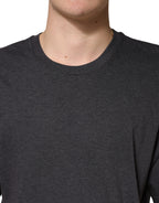Dunkelgraues Baumwoll-Rundhals-Kurzarm-T-Shirt