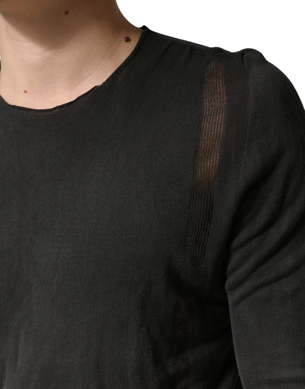 Dunkelgraues Baumwoll-Rundhals-Kurzarm-T-Shirt