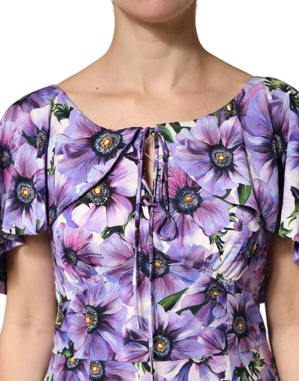 Lila florales Seiden-Stretch elegantes Abendkleid