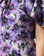 Lila florales Seiden-Stretch elegantes Abendkleid
