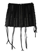 Black Lace-Up Waist Cincher Bustier Corset Top