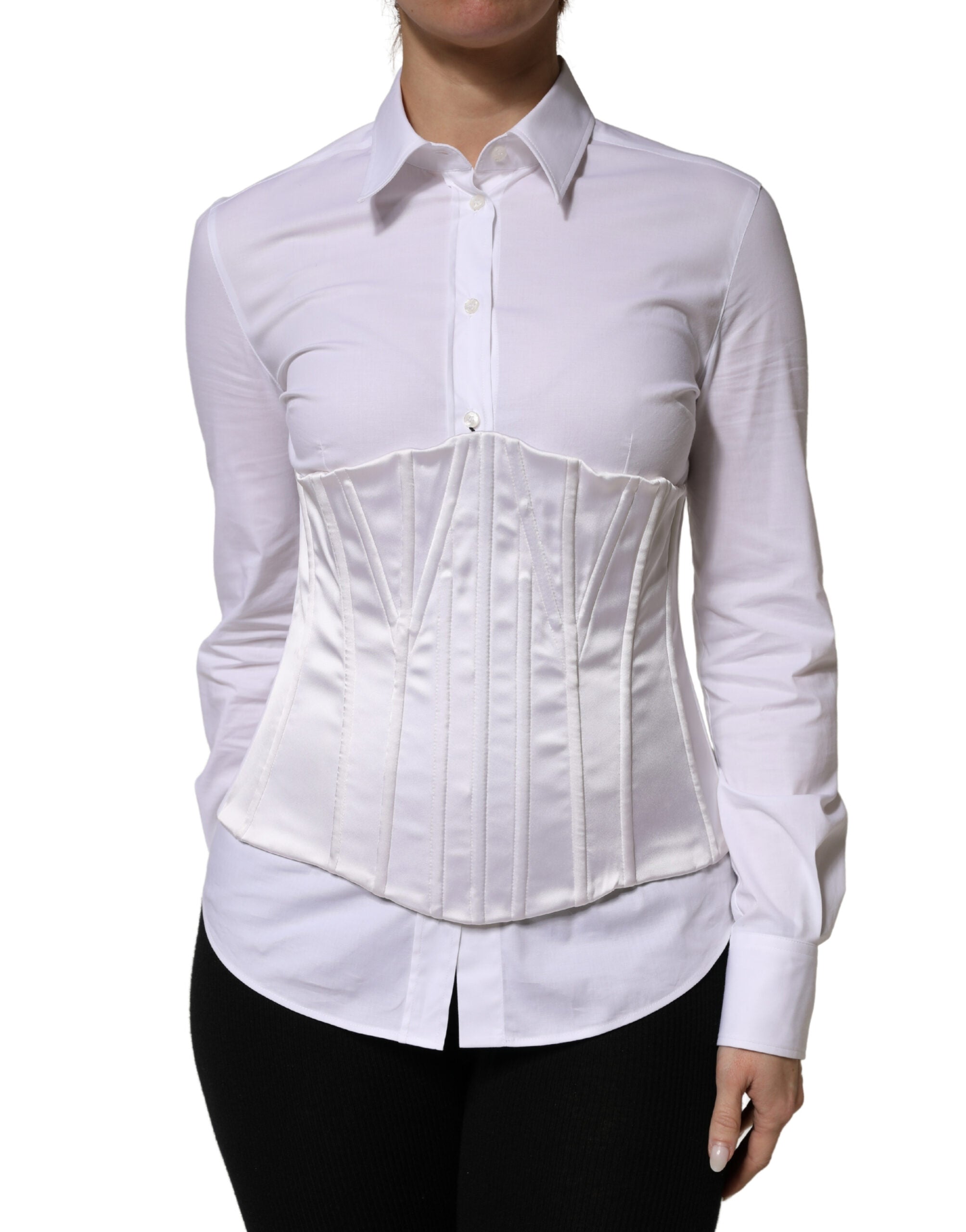 Weißes Taillenmieder Bustier Korsett Top aus Polyamid