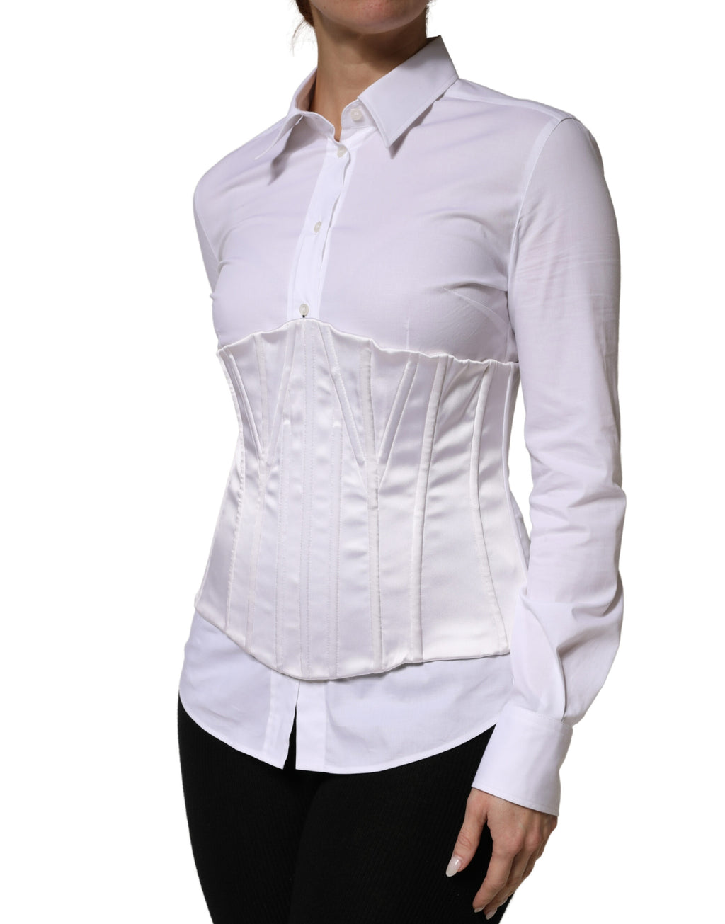 Weißes Taillenmieder Bustier Korsett Top aus Polyamid