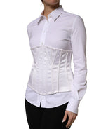 Weißes Taillenmieder Bustier Korsett Top aus Polyamid