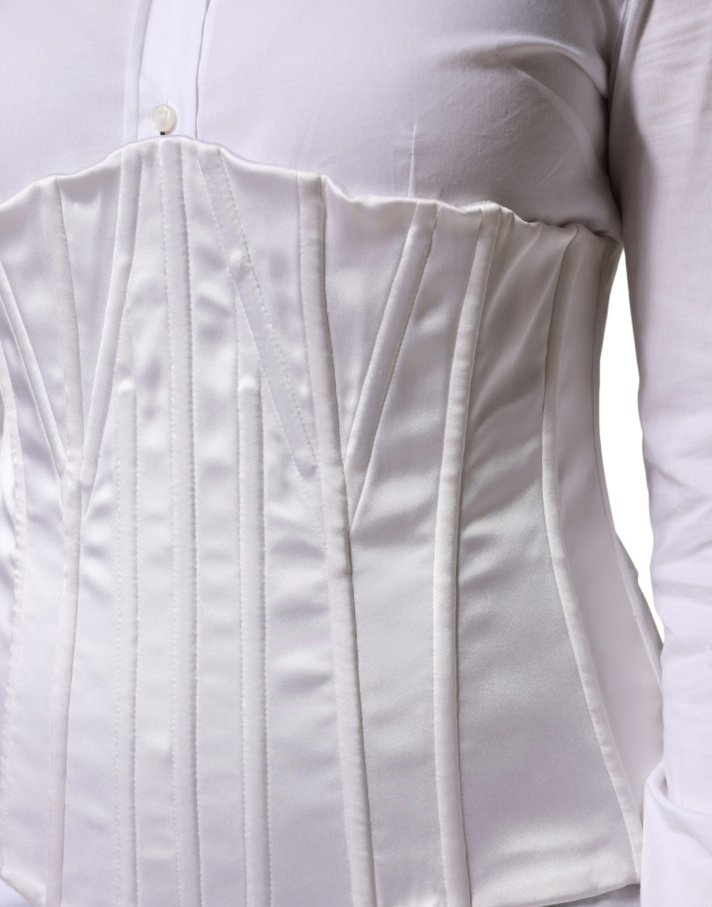Weißes Taillenmieder Bustier Korsett Top aus Polyamid