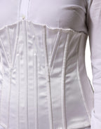 Weißes Taillenmieder Bustier Korsett Top aus Polyamid
