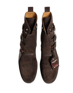 Brown Suede Leather Buckle Ankle Boots Shoes
