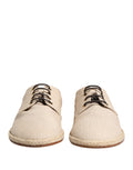 Beige Espadrille-Sohle Geschnürte Derby-Schuhe aus Segeltuch