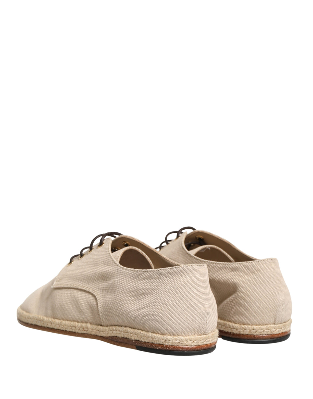 Beige Espadrille-Sohle Geschnürte Derby-Schuhe aus Segeltuch