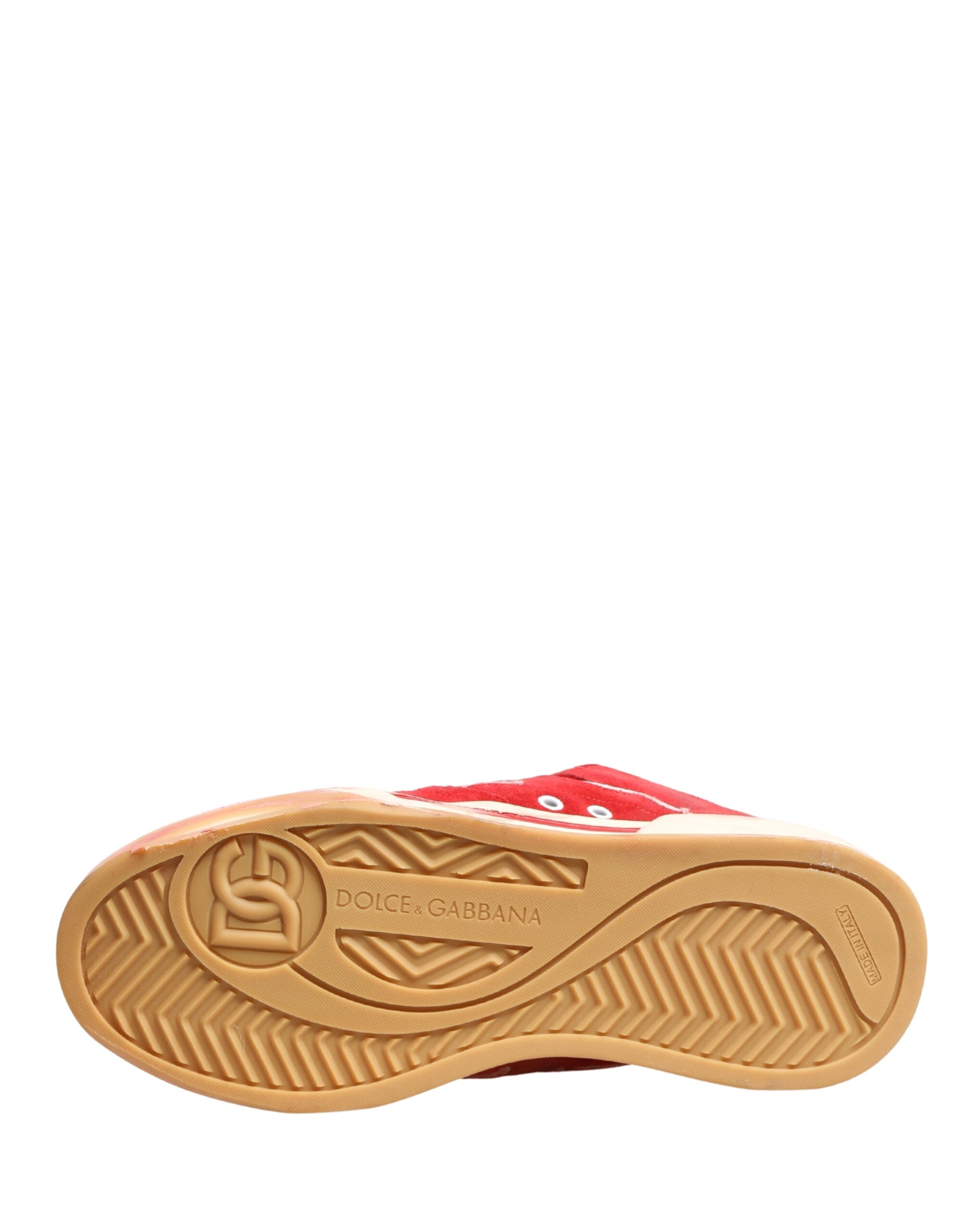 Red White Suede DG Logo Low Top Sneakers Shoes
