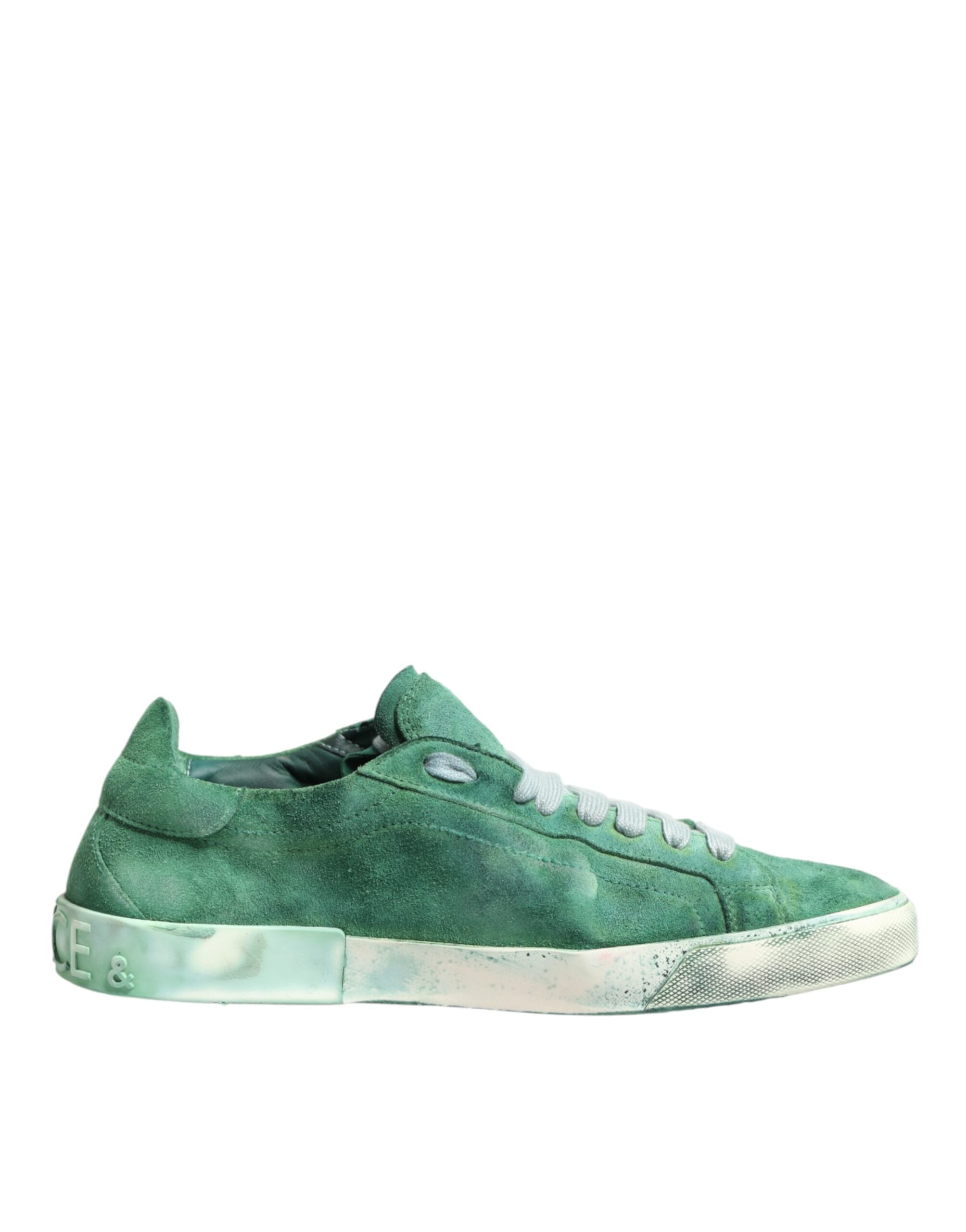Green Suade DG Logo Sole Low Top Sneakers Schuhe