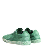 Green Suade DG Logo Sole Low Top Sneakers Schuhe