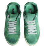 Green Suade DG Logo Sole Low Top Sneakers Schuhe