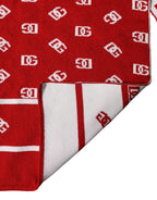 Rot-weißes Logo-Print Foulard 201cm x 40.5cm Herrenschal