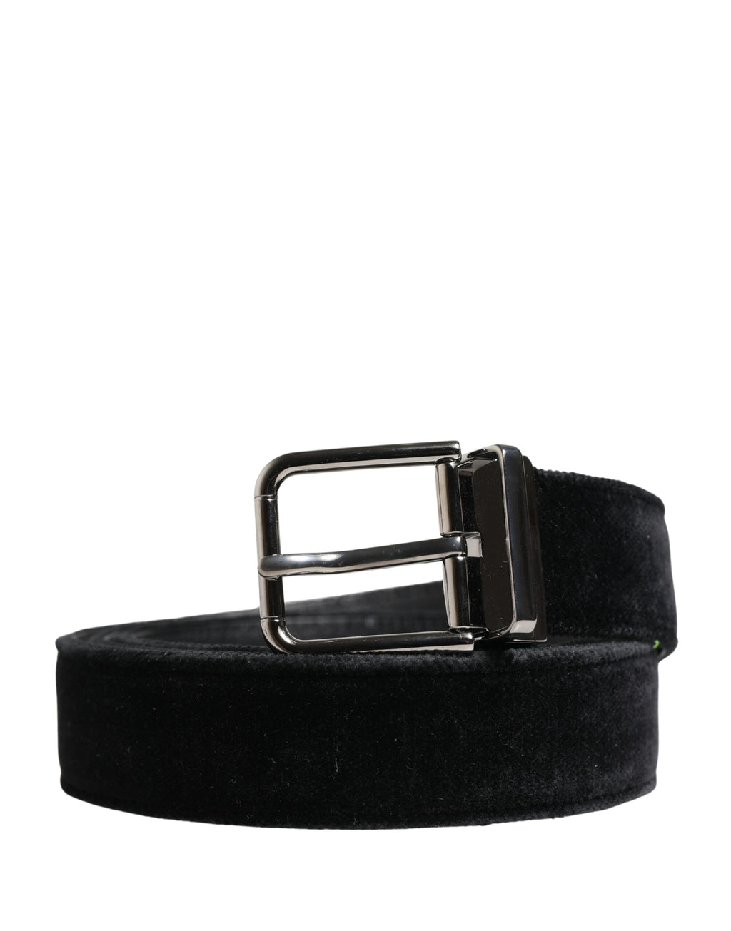 Black Suede Silver Tone Metal Buckle Men's Belt