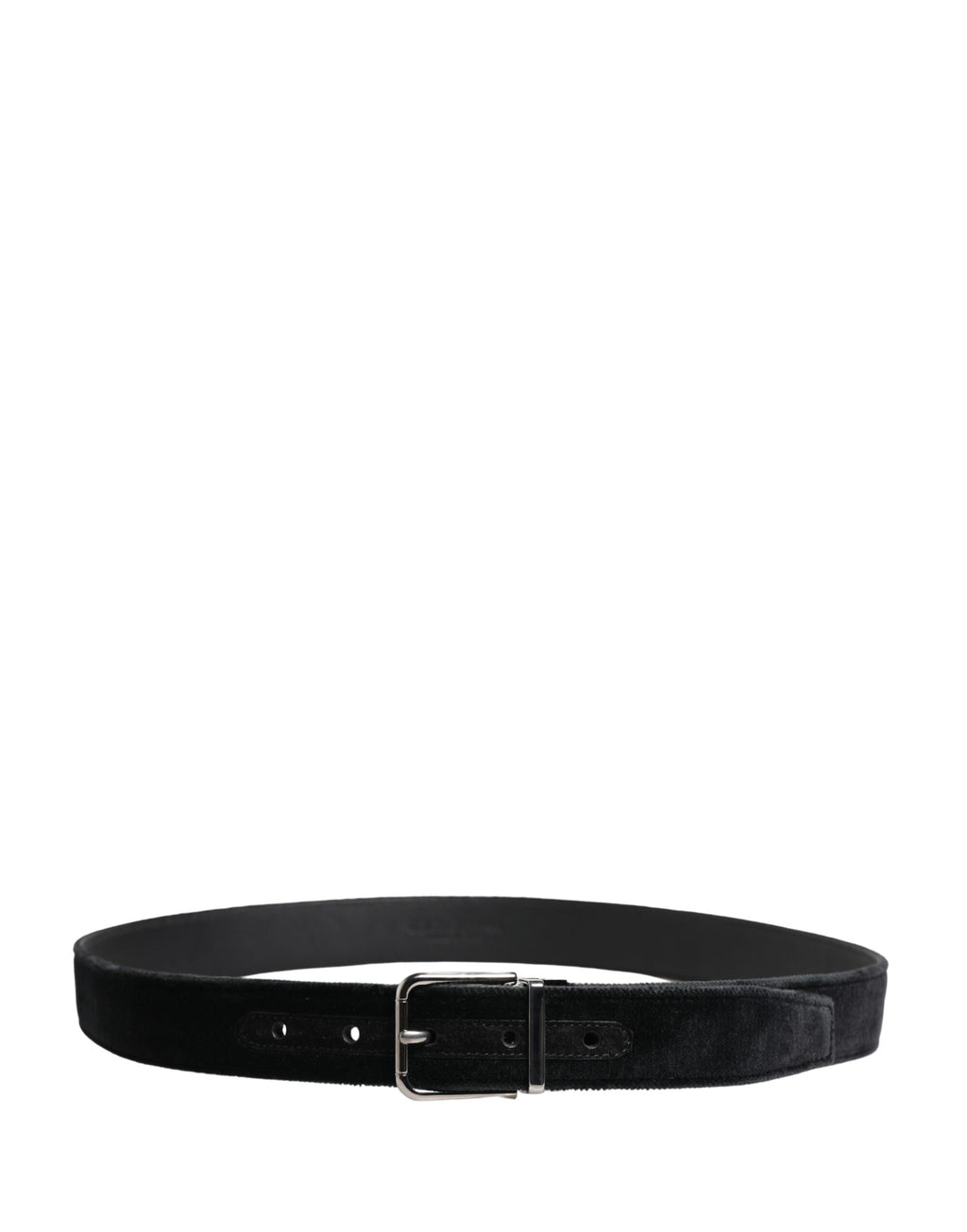 Black Suede Silver Tone Metal Buckle Men's Belt