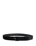 Black Suede Silver Tone Metal Buckle Men's Belt