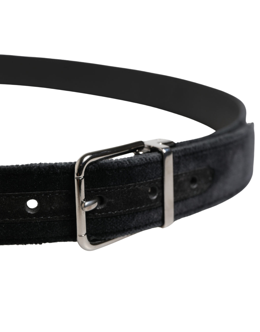 Black Suede Silver Tone Metal Buckle Men's Belt