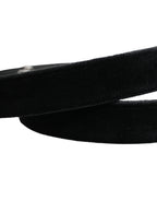 Black Suede Silver Tone Metal Buckle Men's Belt
