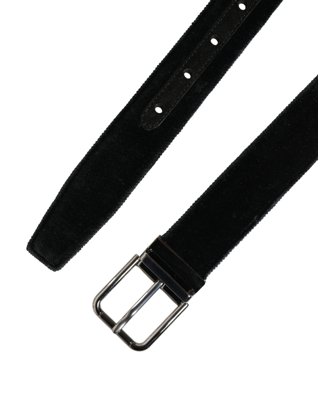 Black Suede Silver Tone Metal Buckle Men's Belt
