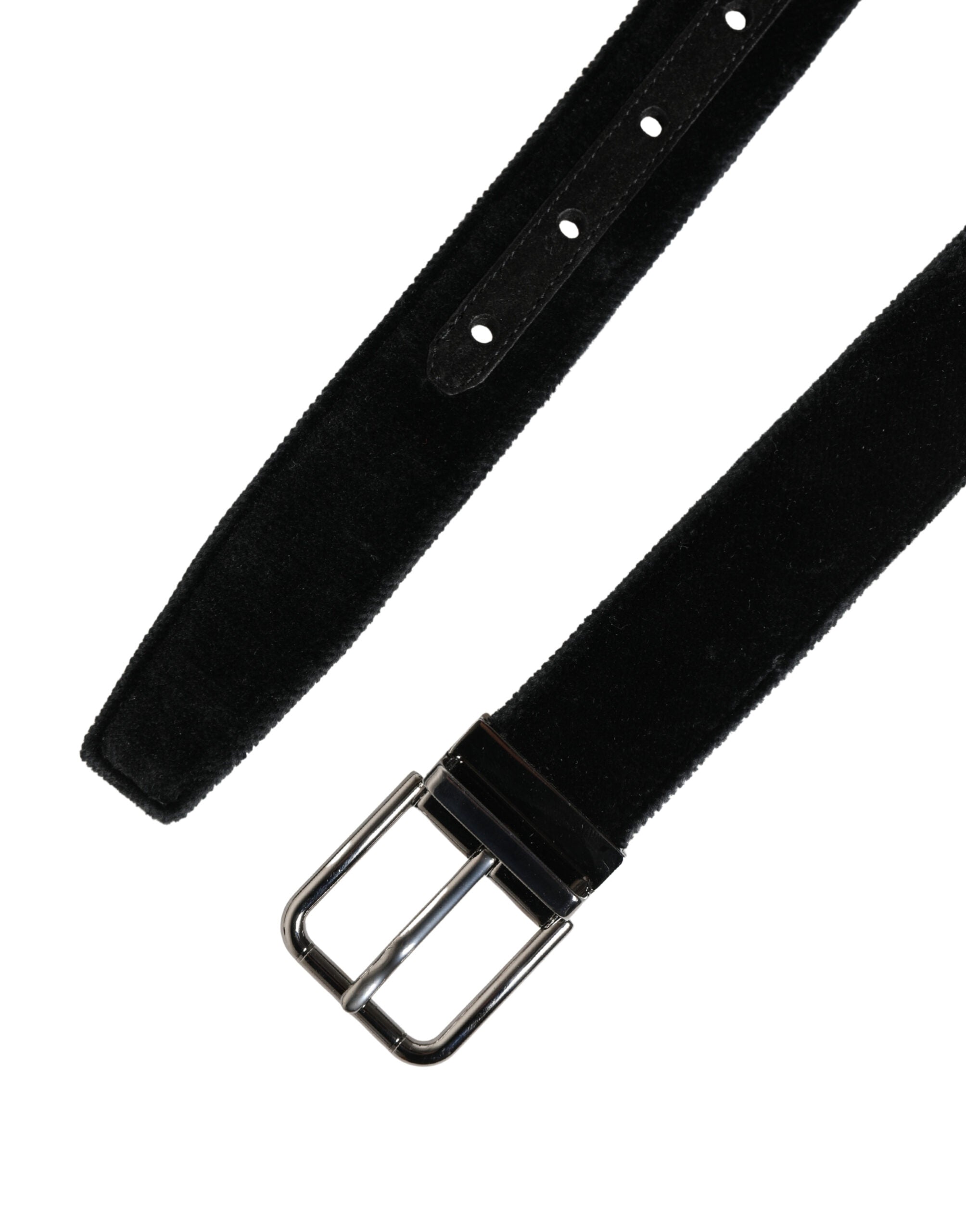 Black Suede Silver Tone Metal Buckle Men's Belt