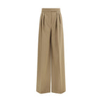 Beige Wool Casual Pants