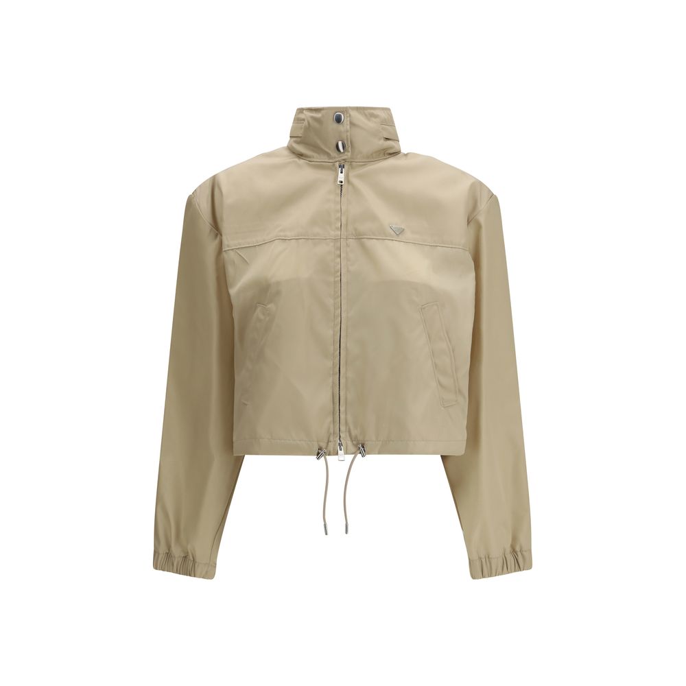 Beigefarbene Jacke aus recyceltem Polyamid