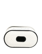 AirPods-Hülle aus weißem Kalbsleder mit Logo und Flip-Halteriemen