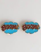 Gold Messing BOOM Cartoon Kristall Clip-On Damen