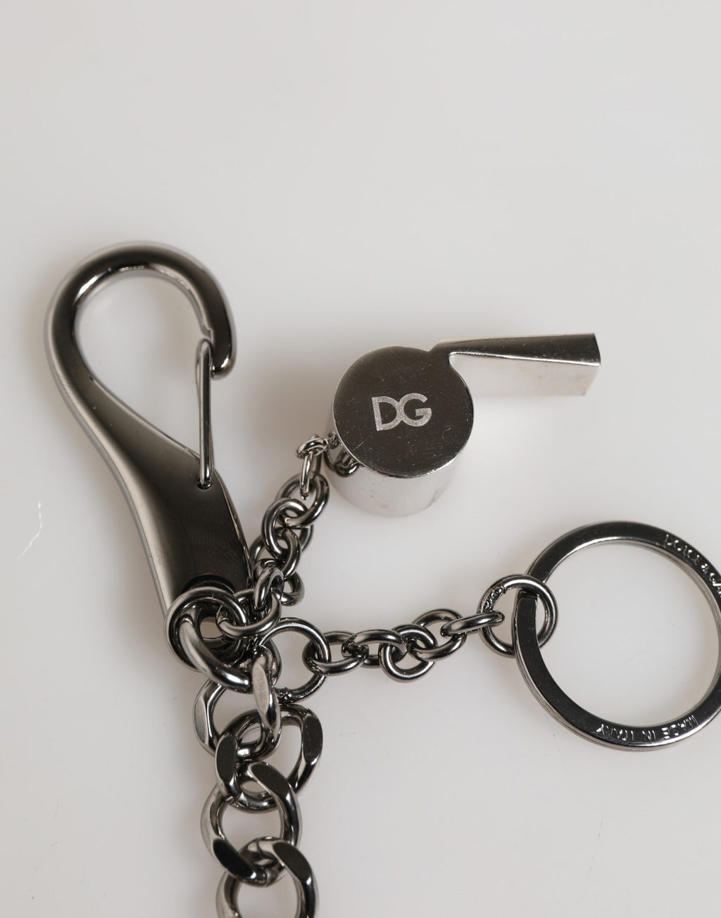 Silver Brass Metal DG Logo Crystal Ring Keyring Keychain