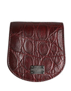 Burgundy Exotic Skin Condom Case Holder Pocket Wallet