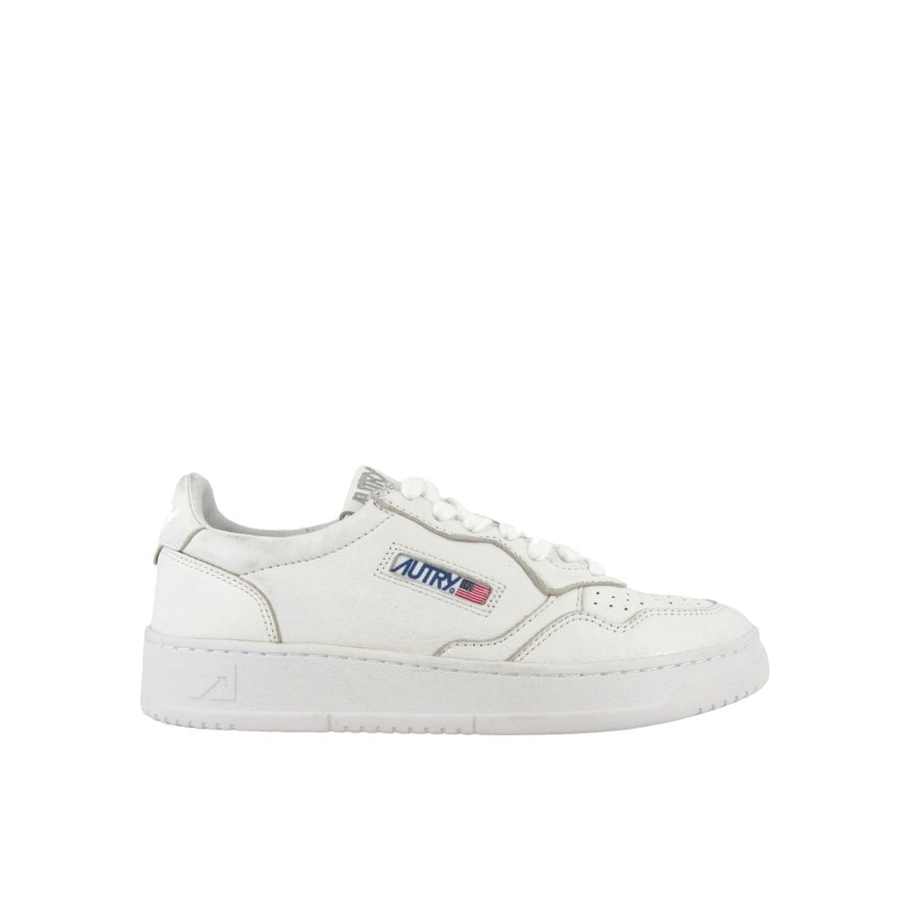 Weiße Leder-Low-Top-Sneaker