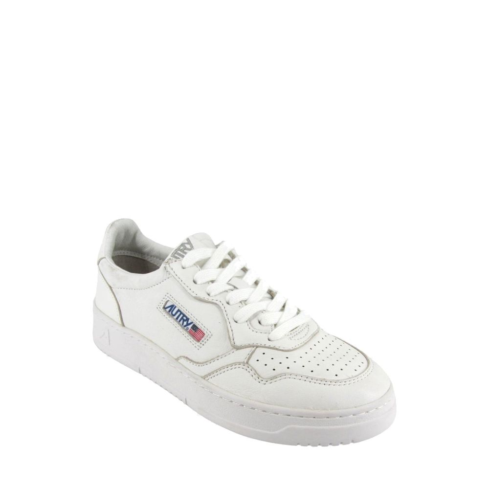 Weiße Leder-Low-Top-Sneaker