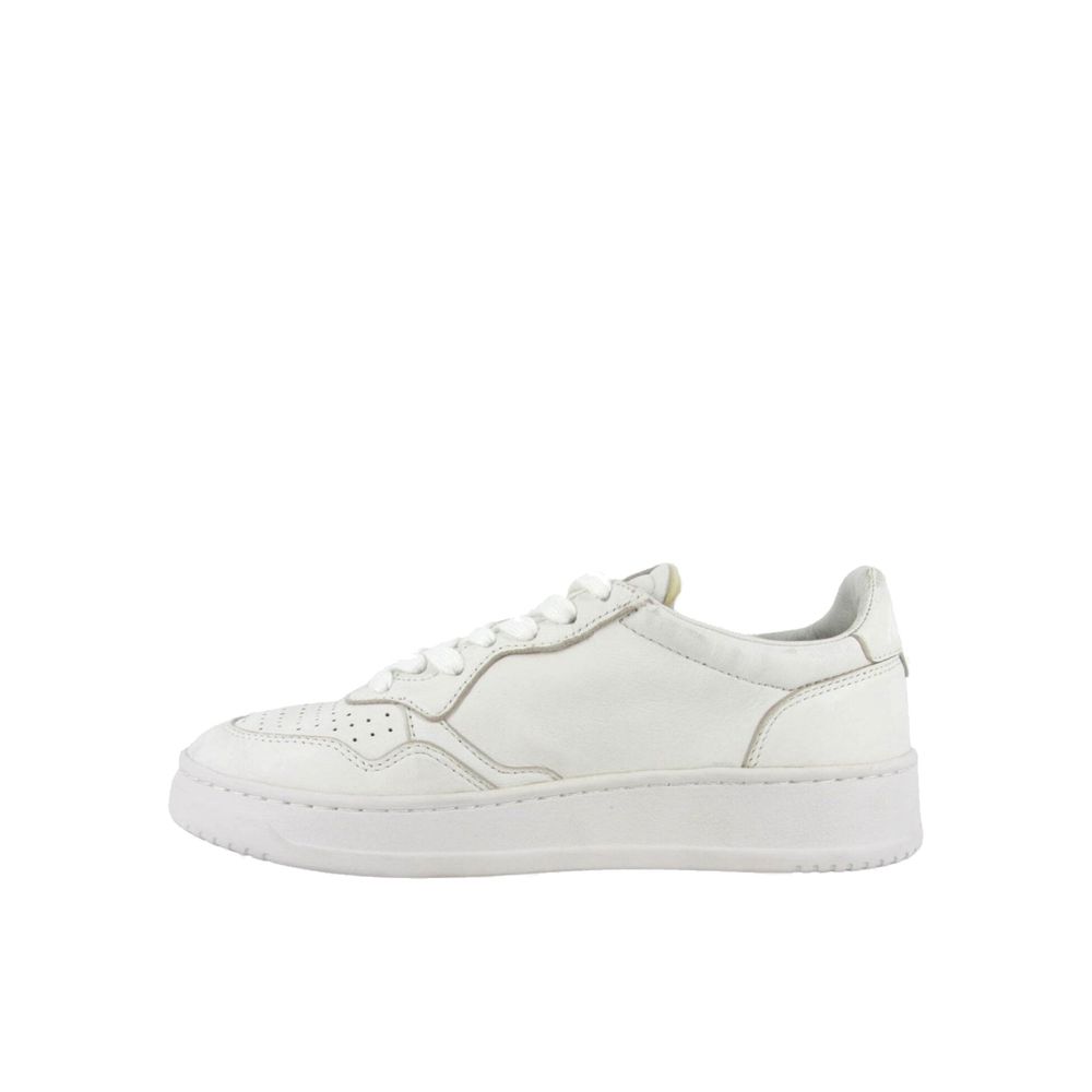 Weiße Leder-Low-Top-Sneaker
