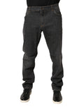 Dunkelgraue Slim Fit Baumwoll-Jeans für Herren
