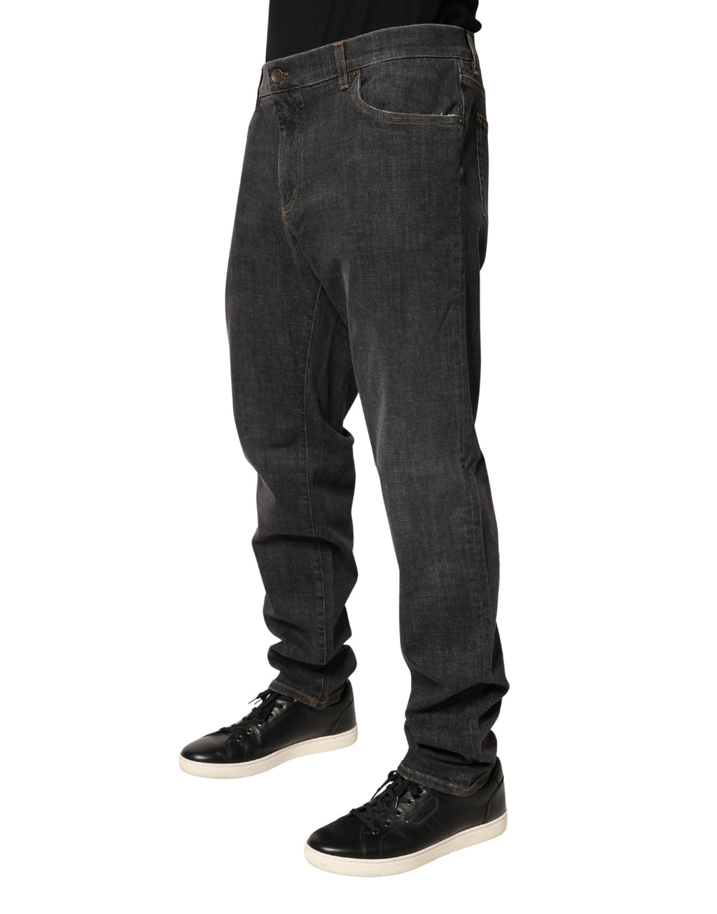 Dunkelgraue Slim Fit Baumwoll-Jeans für Herren