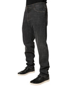 Dunkelgraue Slim Fit Baumwoll-Jeans für Herren
