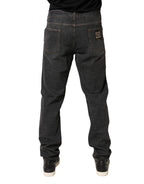 Dunkelgraue Slim Fit Baumwoll-Jeans für Herren