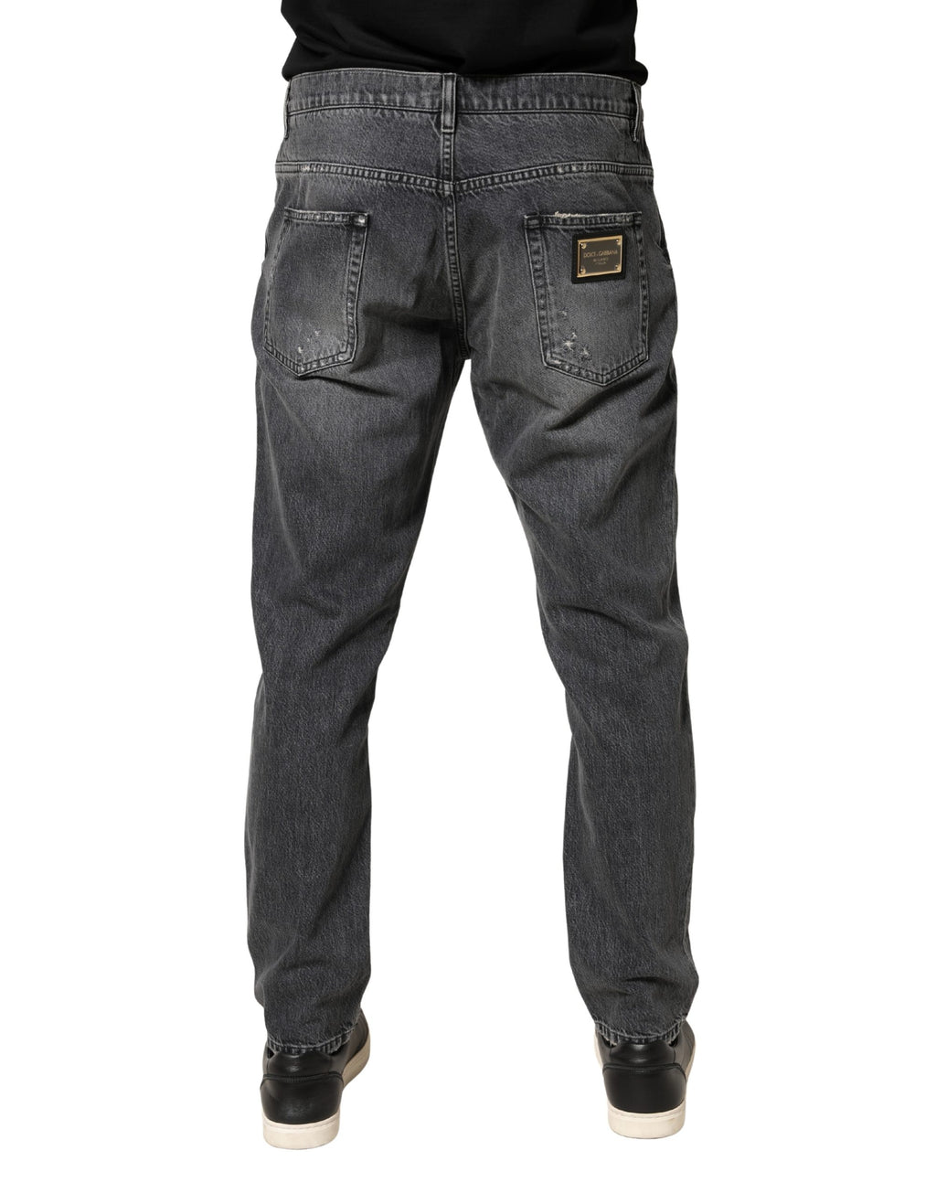 Dunkelgraue zerfetzte Jeans aus Baumwolle