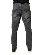 Dunkelgraue zerfetzte Jeans aus Baumwolle