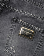 Dunkelgraue zerfetzte Jeans aus Baumwolle