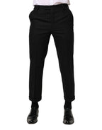 Schwarzes gestreiftes Wollkleid Formelle Anzughose
