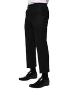 Schwarzes gestreiftes Wollkleid Formelle Anzughose