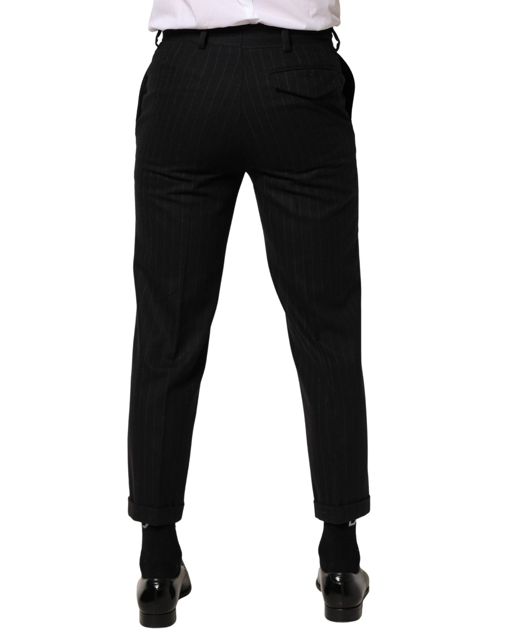 Schwarzes gestreiftes Wollkleid Formelle Anzughose