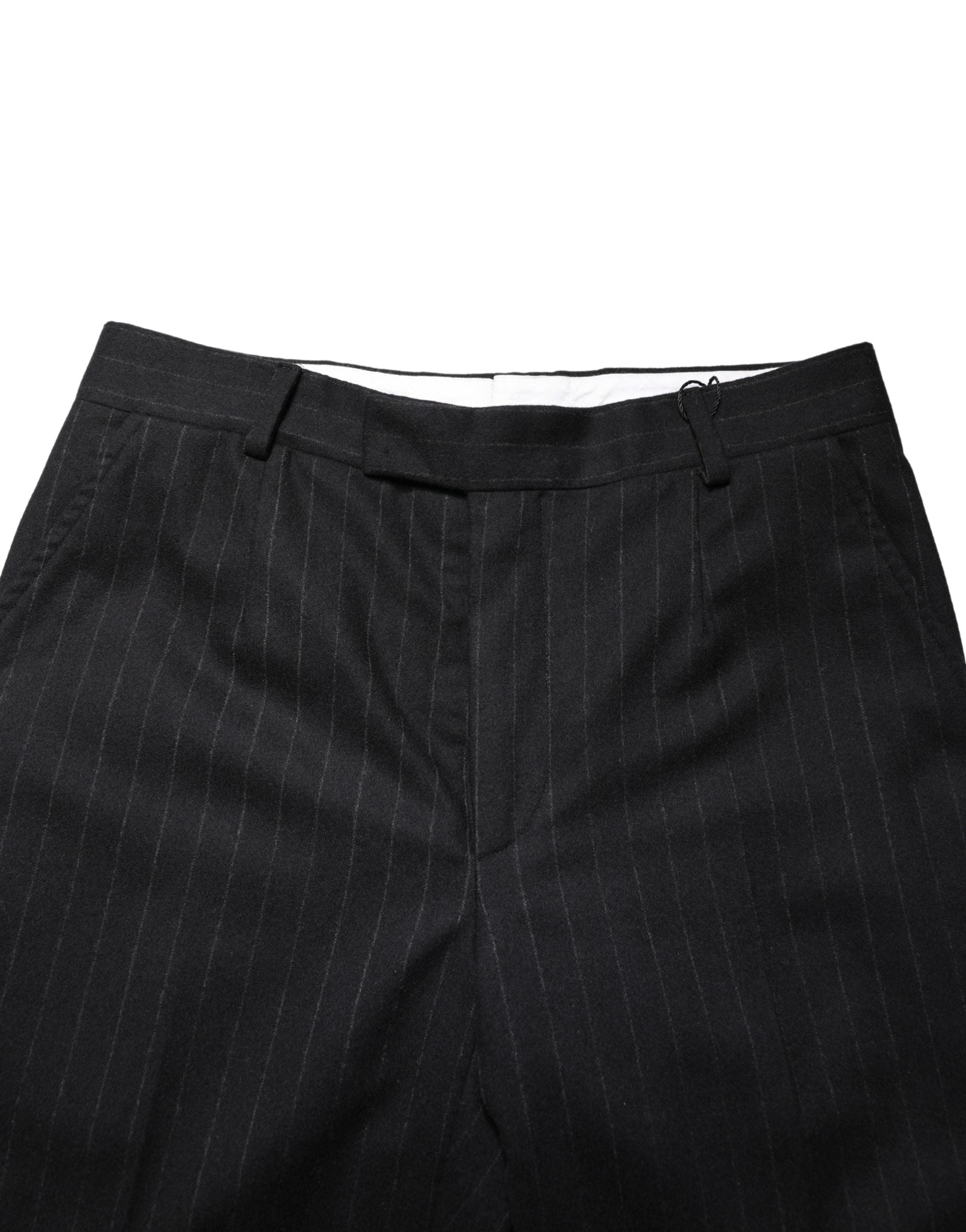 Schwarzes gestreiftes Wollkleid Formelle Anzughose