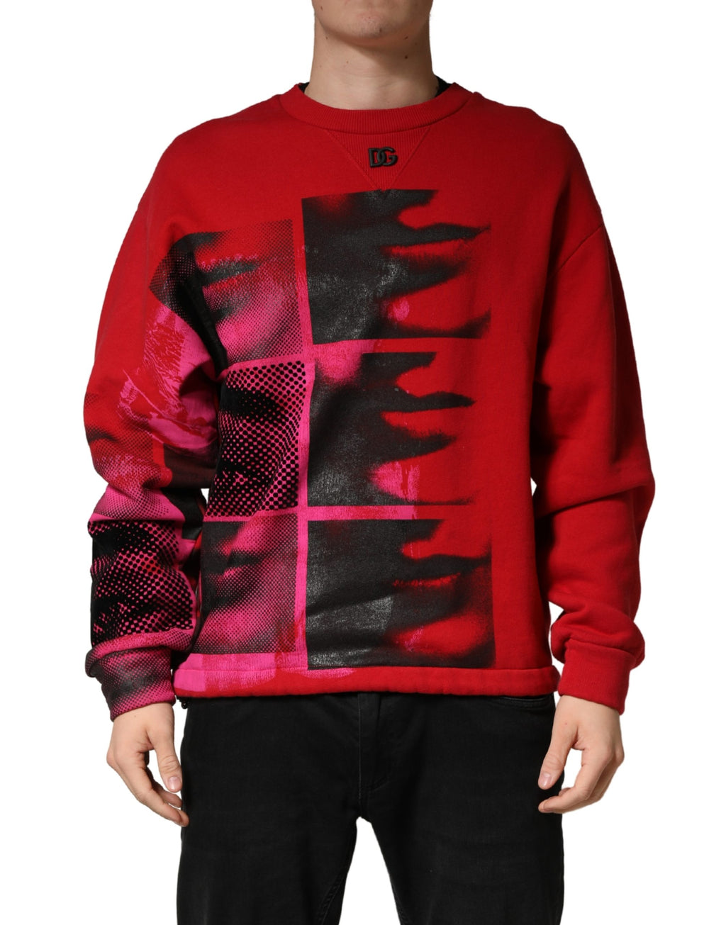 Rotes Grafik-Sweatshirt mit Rundhalsausschnitt für Herren