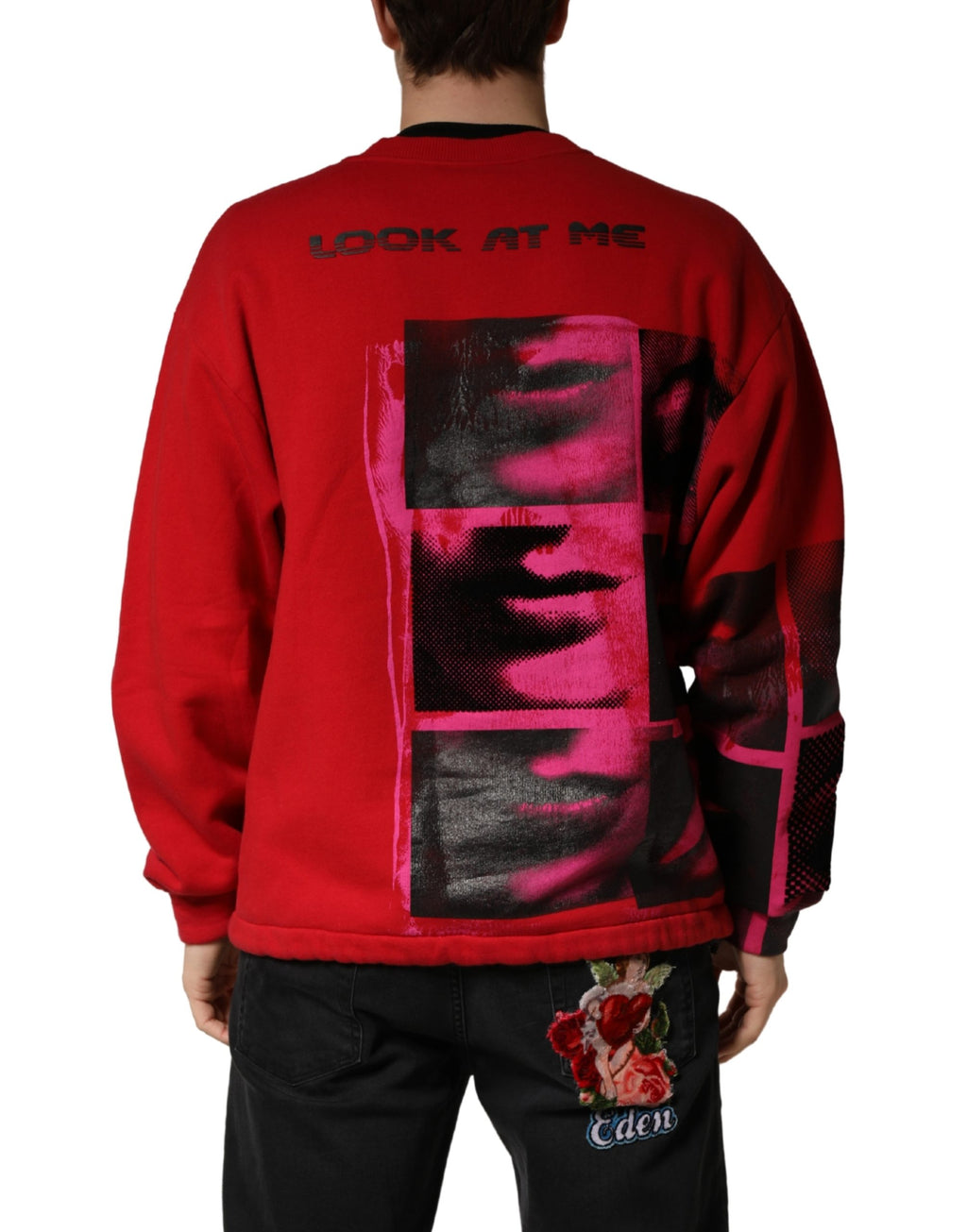 Rotes Grafik-Sweatshirt mit Rundhalsausschnitt für Herren